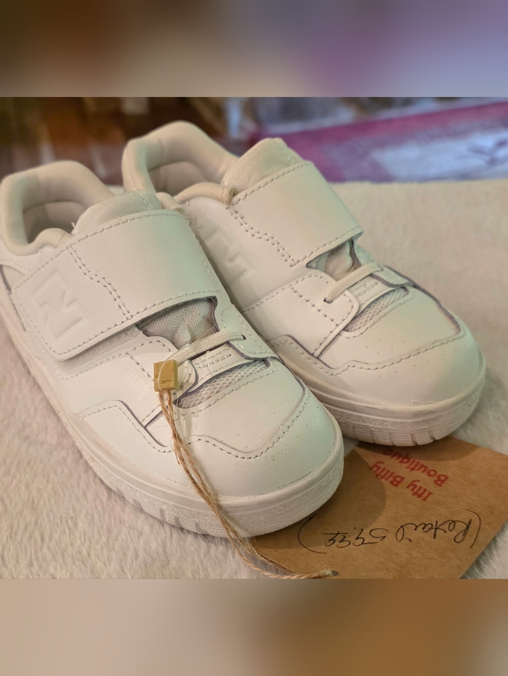 New Balance Kids White Velcro Strap Sneakers